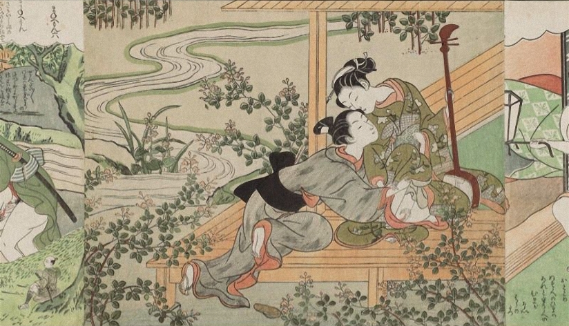 Lovers On A Veranda With A Shamisen by Suzuki Harunobu, 18th century